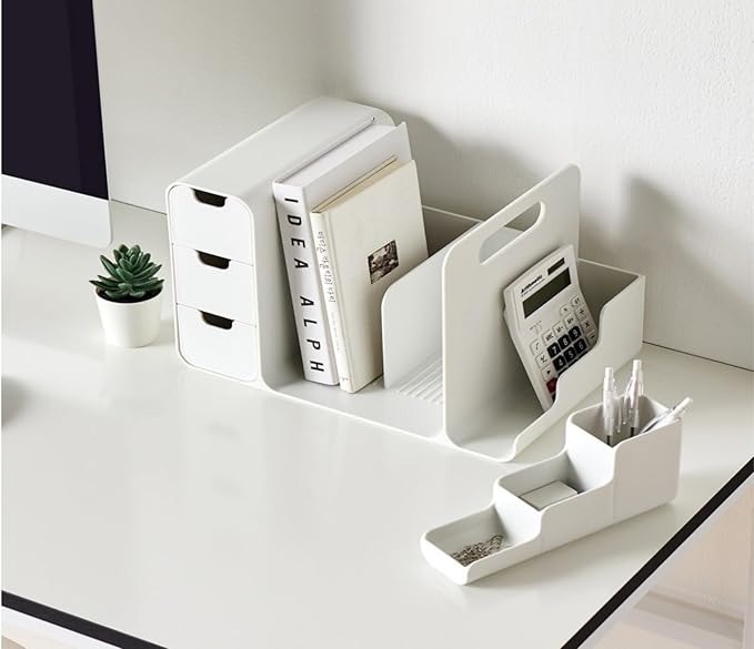 Desk Organizer with Drawers – White, 3-Drawer Storage Box for Office, Home, or School Desk – Compact, Lightweight, and Safe Design – 13.3" x 8.3" x 8.3"