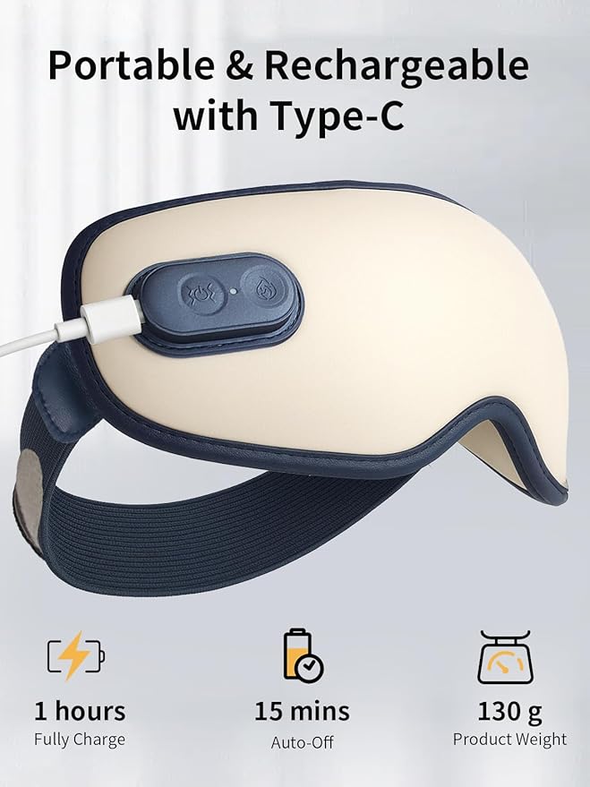 Eye Massager with Heat, Heated Eye Mask for Dry Eyes, Eye Massager for Migraine, Strain Relief, Improve Sleep, Birthday Gifts for Women Men Mom Dad