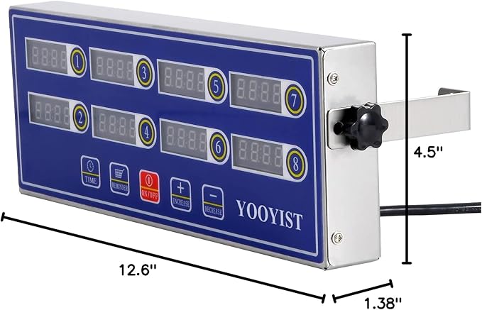 Professional Commercial 8 Channel Multiple Kitchen Timers Digital Calculagraph Programmable Loud for Restaurant Food Fryer Baking Cooking Stainless Steel Heavy Duty