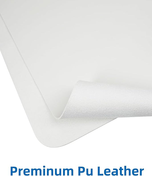 Leather Desk Pad Blotter,Mouse Pad,Office Desk Mat, Non-Slip PU Leather Desk mat,Large Desk mat,Waterproof Keyboard mat for Office/Home/Decor (Ivory White,35" x 17")