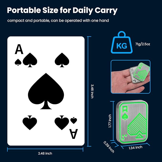 Metal Fidget Toys, Glowing Magnetic Fidget Slider for Adults, EDC Glowing Poker Push Card ,Relieve Stress ADHD & Anxiety, Cool Gadget Office Desk Toy, Gift for Man Father Friends Boyfriend