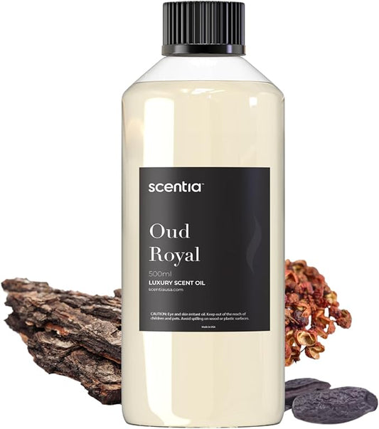 Oud Royal Fragrance Oil Inspired by TF's Oud Wood Perfume, Refill Diffuser Oil, Perfume Dupe, Aromatherapy Essential Oil Fragrance Set for Cold Diffusers, Candle Making | 500ml, 16.9Fl Oz