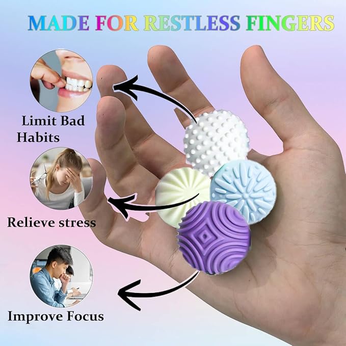 Silicone Balls Fidget Toys for Adults & Teens,Stress Relief Sensory Toys for Autism ADHD Anxiety,Sensory Toy for Fingers Hands,Office Desk Toy,Gift for Women Men Teen Gift(8 Packs)