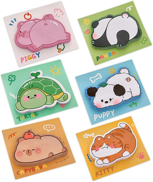6 Pads Cute Fun Animal Reusable Sticky Notes for Students Teachers Bible