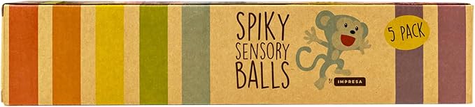 IMPRESA Spiky Balls for Kids & Adults - 5 Pack of Multicolor Fidget Toys - Squeeze Balls for Kids and Adults with ADHD and Autism, BPA, Phthalate, and Latex-Free