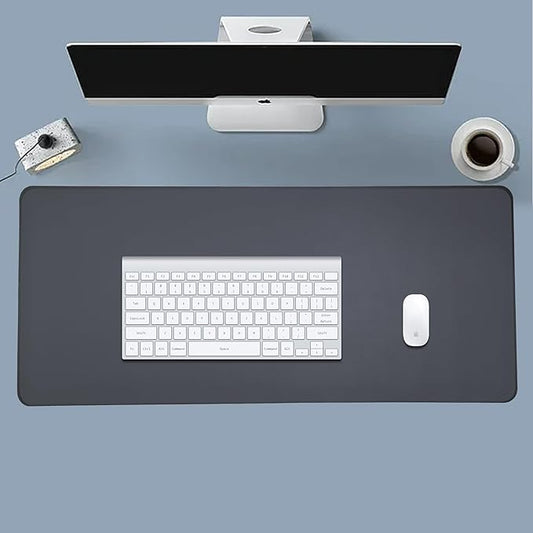PU Leather Desk Mat| Premium Mouse Pad with Bonus Coaster | Stylish, Durable, Waterproof Mouse Pad for Office & Home (Steel Grey, XXL - PU Gift Set)