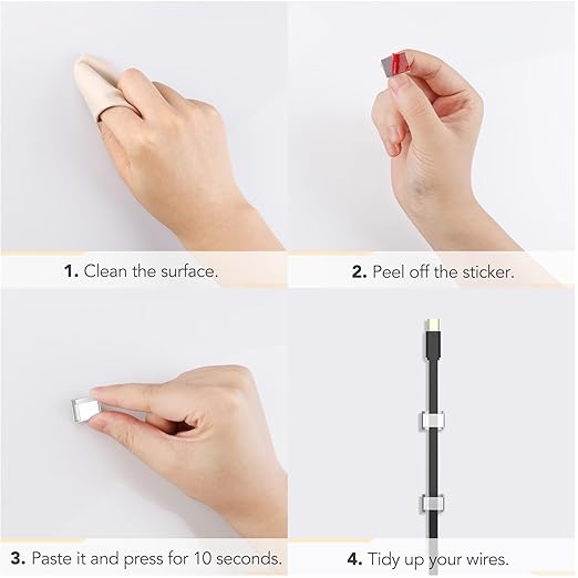 AGPTEK Ethernet Cable Clips, 100 PCS Adhesive Wire Clips, Flat Cord Clips Small Cable Holder Management for Home Wall Flat Ethernet Network Cord Organizer, Decoration Fairy Light Sticky Hooks, Clear