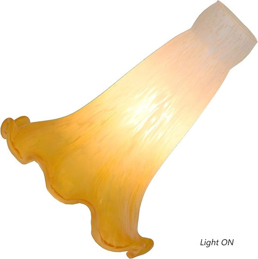 Bieye LS07S Lily Flower Blown Glass Lampshade (White Yellow, Opening I.D. 0.87" x O.D. 1")