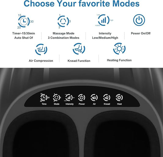 Shiatsu Foot Massager, Foot Massager Machine with Heat, Remote Control, Multiple Massage Modes & Adjustable Intensity, Deep-Kneading Massager Fits Feet Up to Women Size 12, Black/ZL7