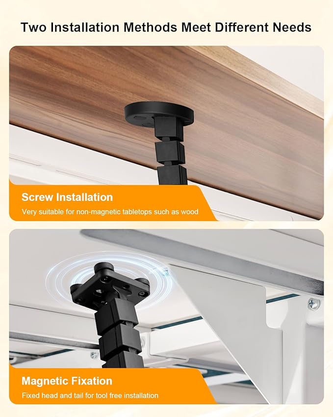 Under Desk Cable Management Vertebrae Fit for Sit Stand Desk Management, Magnetic Fixation Adjustable Length Cable Management Spinal, Flexible Chain Raceway Black