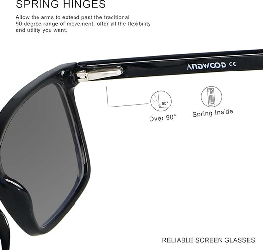 ANDWOOD Blue Light Blocking Glasses Men Women Computer Filter Large Frame Bluelight Blocker Anti Blue Ray Lightweight AR002