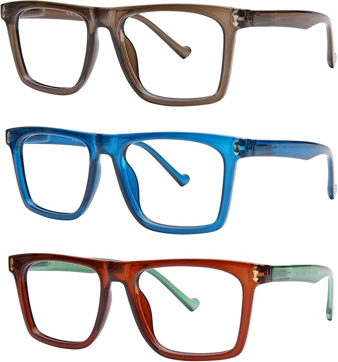 AQWANO 4 Pack Computer Reading Glasses Blue Light Filter Readers Glare Glasses for Men Women