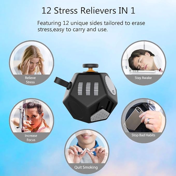 Mini Finger Cube Toys,Sensory Fidget Toys Relief Stress and Anxiety Depression Anti for Childens and Adults with ADD,ADHD,OCD,Autism(Black)