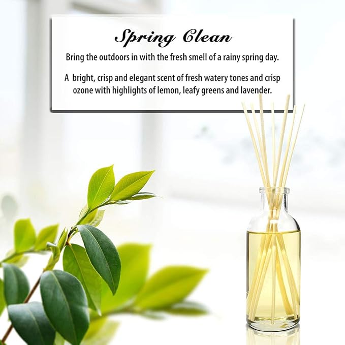 Urban Naturals Spring Clean Reed Diffuser Oil Set | Fresh, Crisp Fragrance of Lemon, Leafy Greens & Lavender | Essential Oil Room Scent Infuser with Reed Sticks | Made in The USA