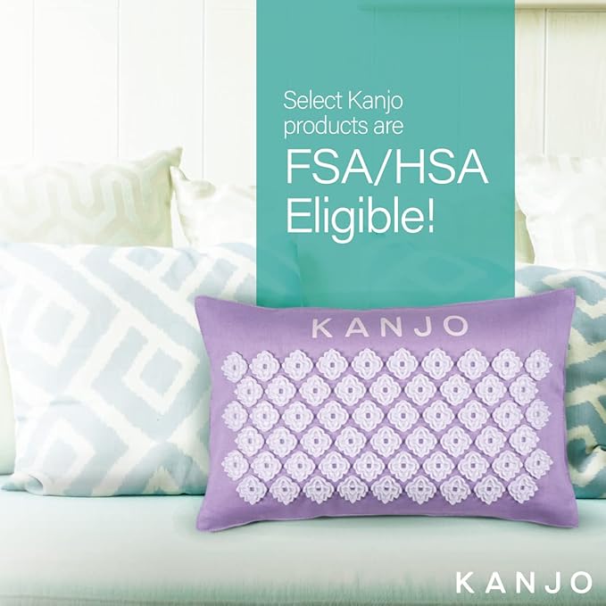 Kanjo Aromatherapy Acupuncture Pillow Lavender, 100% Cotton Linen Pillow for Back Pain and Neck Pain Relief with Natural Cork Filling