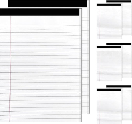 8 Pack Legal Pads 8.5x11, White Note Pads, 50 Sheet Writing Note Pad with Sturdy Cardboard Backing for Office, Daily Planning