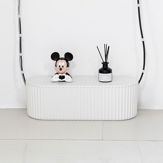 2 Pack White Cable Management Box, Plastic Cord Organizer Box Under Desk, Power Strips Hider for Home Office, Phone Charger, Electronics Wires, Surge Protector Cover Bin (Large)