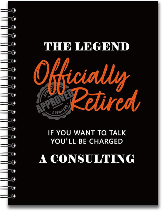 YAZMEEN Retirement Blank Spiral Notebook(160 Pages) The Legend Officially Retired Hardcover Notebook Journal Coworker Appreciation Gift Humorous Retirement Gift for Men Colleague Boss Leader Friend