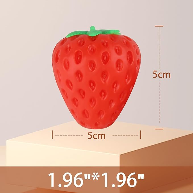 Anboor Strawberry Squishies Toy Simulation Strawberry Stress Balls Fruit Sensory Toys for Anxiety Relief