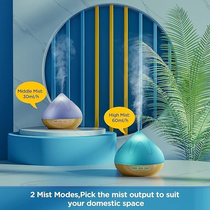 Essential Oil Diffuser for Home: 500ML Aroma Diffuser for Hotel Office Yoga Room - Humidifier with 14 Colors LED Night Light for Kids/Women Home Relaxation,Brown