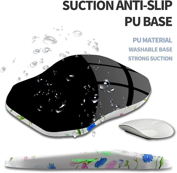 Ergonomic Raised Mouse Pad Wrist Support with Bilateral Slope Memory Foam Mousepad for Wrist Rest and Carpal Tunnel Pain Relief 11.8x7.9〃 Little Flower
