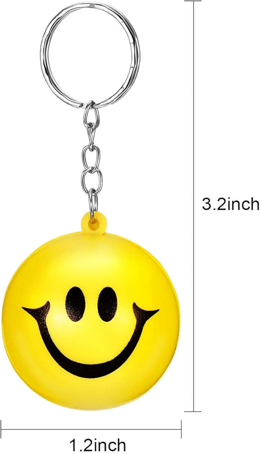 Blulu 20 Pack Smile Stress Balls Keychains Mini Foam Ball Keychains Yellow Stress Relief Gifts for Party Favors, School Carnival Reward, Birthday Party Supplies, Goodie Bag Stuffers