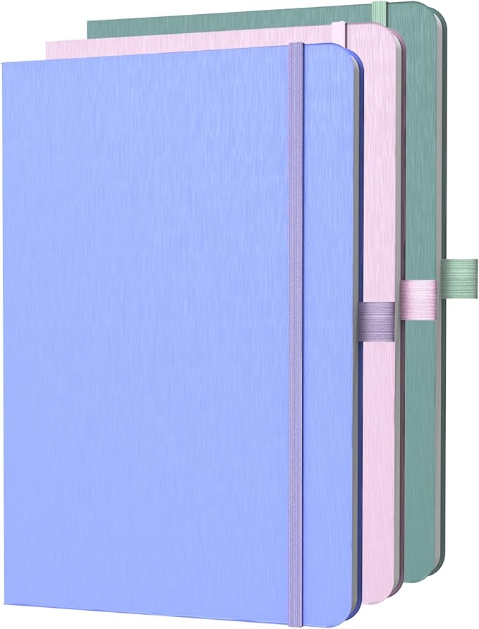 A5 Lined Journal Notebook, 7mm College Ruled Notepad, Journaling for Writing, Work, School, Travel and Note Taking, Hardcover 160 Pages (80 Sheets) 5.79 x 8.3 inches, 3 Pack Multicolored