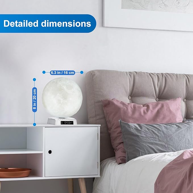 Sunrise Alarm Clock Wake up Light Alarm Clock lamp Clock 3 Color Adjustable Mood Light Built-in White Noise nightstand Lamp for Livingroom Bedroom Office Reading Working Moon Lamp Not Support APP