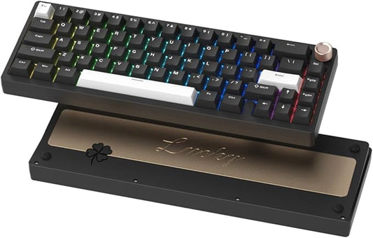 Womier SK65 Wireless Mechanical Gaming Keyboard with Knob, 60 Percent Aluminium Keyboard for PC, Bluetooth 5.0/2.4GHz/USB-C Wired, Hot Swappable Custom Lineaner Switch, RGB Backlit (Black V2)