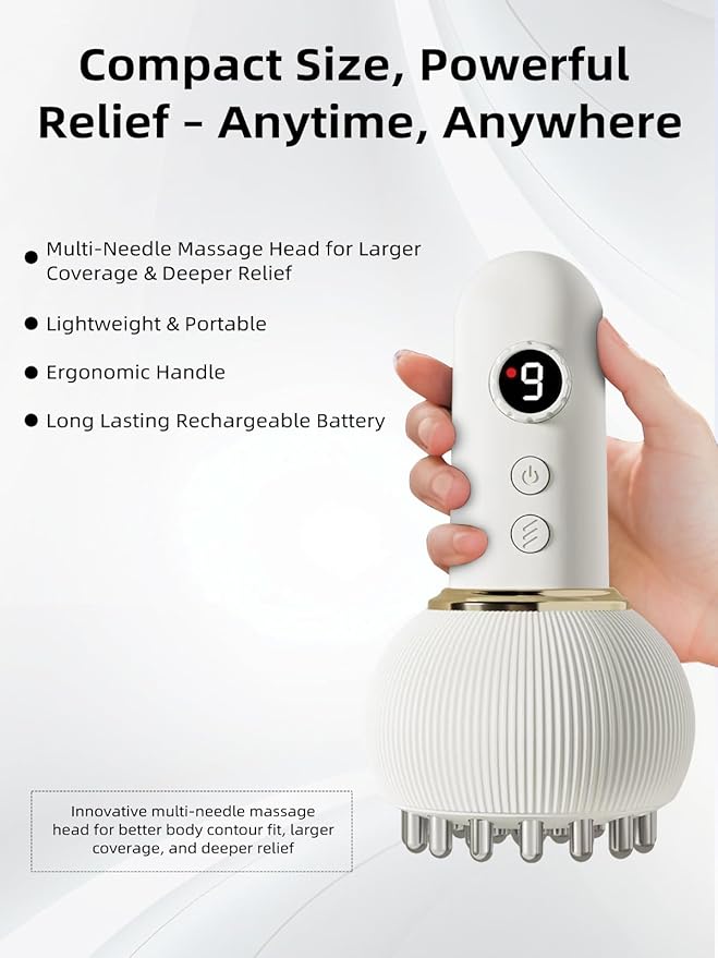 Sciatica Pain Relief Devices – Deep Tissue Massager with Multi-Mode Technology, Heat & Light Therapy, Targeted Relief for Sciatic Nerve & Lower Back Pain (White)