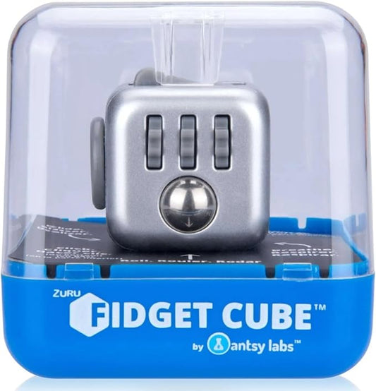 Fidget Cube by Antsy Labs - Find Your Focus and Relieve Stress - Silver Cut Fidget Cube