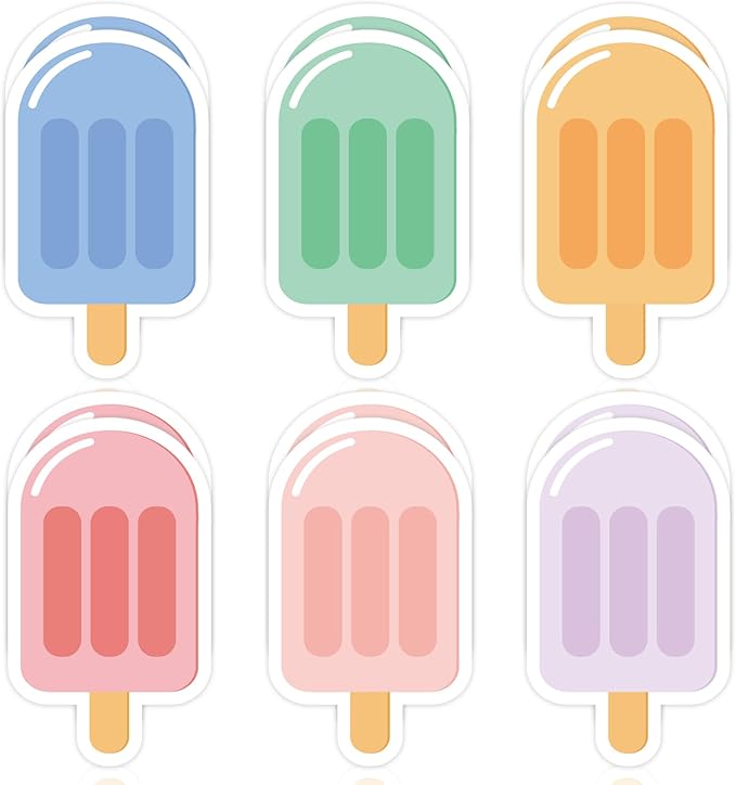 24 Pack Popsicle Sticky Note 6 Colors Ice Pop Memo Pad Colorful Summer Reminder Note for Annotating Office Classroom Study, 480 Sheets