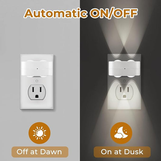 LED Night Lights Plug into Wall,Dusk to Dawn Auto-On/Off Night Light 5000K,1W Plug in Night Light for Hallway Bedroom Stairway 4 Pack Non-Dimmable