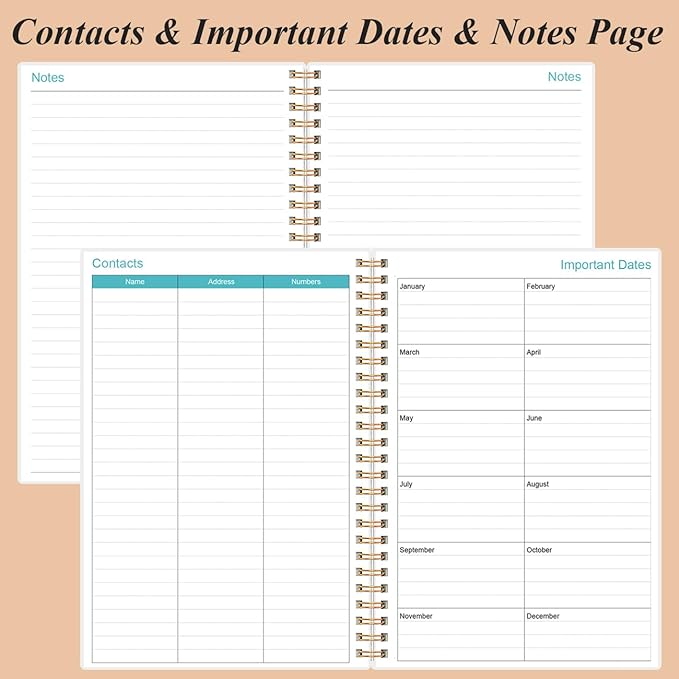 2025-2026 Planner - 18 Months Weekly & Monthly Planner from July 2025 - December 2026, Spiral Planner 2025-2026 with Elastic Closure, Inner Pocket, Medium 5.8" x 8.3", Rose Leaf