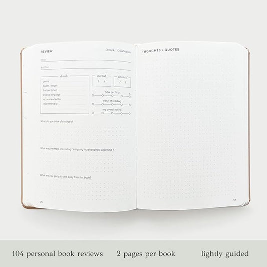 KUNITSA CO. Reading Journal for Avid Readers (104 reviews). Gift for Book Lovers. Review and Track Your Reading (Blush, Avid Reader Edition)