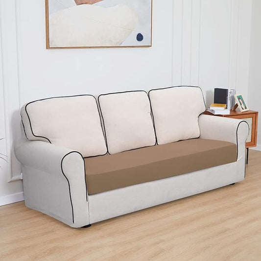 Easy-Going 100% Waterproof Sofa Seat Cushion Slipcovers Couch Cushion Cover Stretch Furniture Protector for Kids, Pets (Sofa Cushion, Camel)