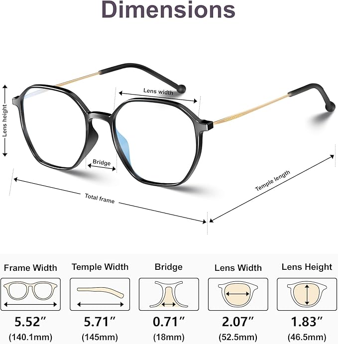 VISOONE Lightweight TR90 Blue Light Blocking Glasses Frame with Anti Glare Eye Protection for Women and Men RANE