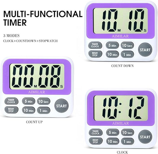 Digital Countdown Kitchen Timer - AIMILAR Count Up Down Magnetic Timer Clock with Loud Alarm Fast Setting for Cooking Baking Gym Students