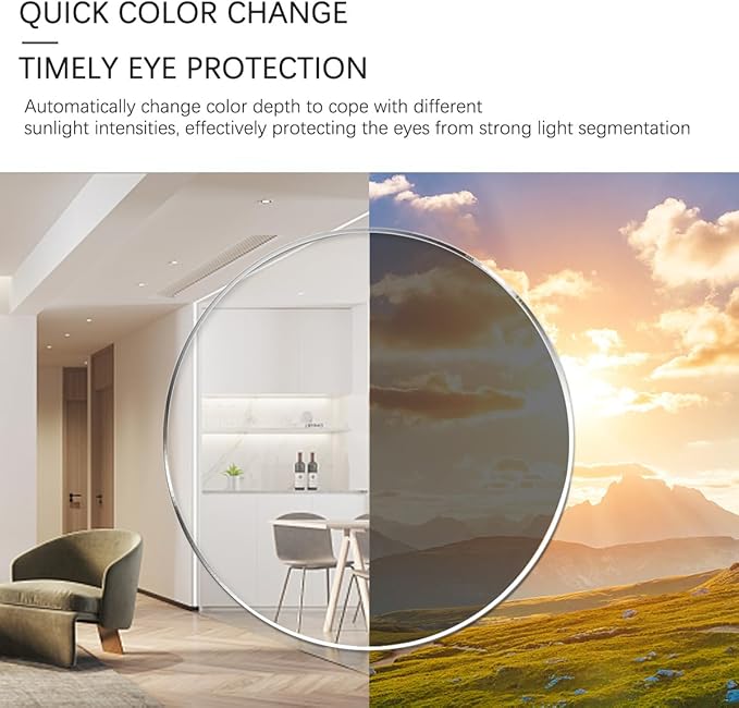 YIMI Photochromic Nearsighted Distance Glasses Spring Hinge UV400 Sunglasses Anti-Blue Light Myopia Glasses for Men Women (Black, -3.50, x)