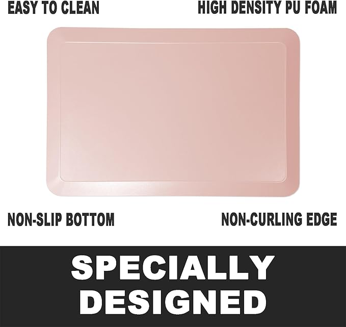 1" Extra Thick Anti Fatigue Floor Mat 40" L x 20" W,Kitchen Mat, Standing Desk Mat,140D Advanced PU Foam Ergonomic Comfort at Home, Office, Garage, Sink (Light Pink)