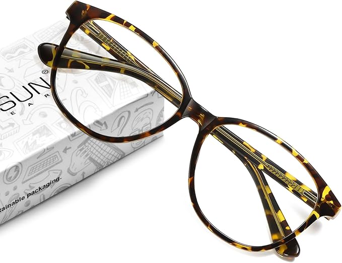 MEETSUN Blue Light Blocking Glasses for Women Cat Eye Blue Light Glasses TR Frame Anti Eyestrain UV Glare Computer Gaming Eyeglasses(Leopard Frame)