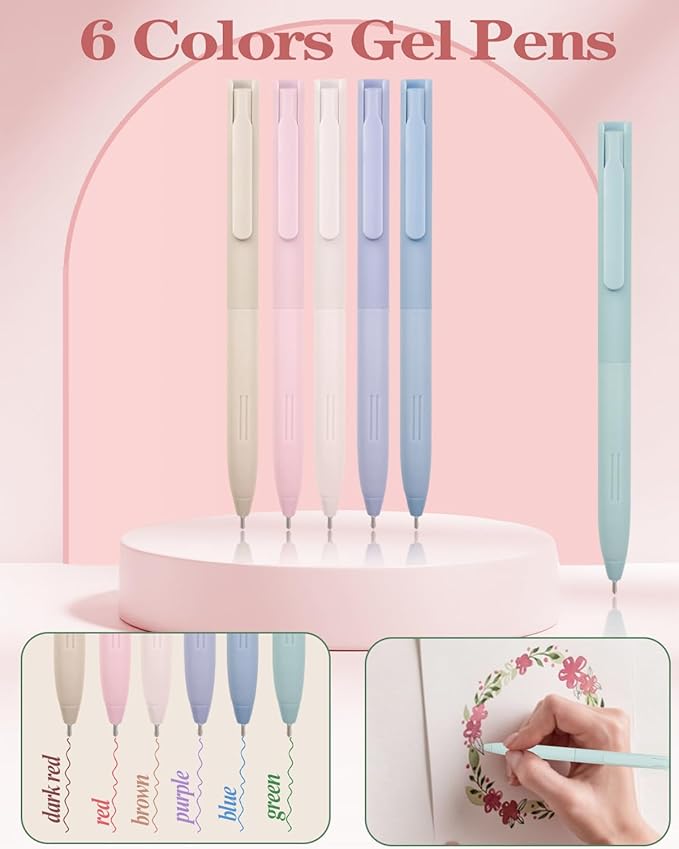 54Pcs Aesthetic School Supplies Set with Large Pastel Pencil Case 12 Dual Tip Highlighters, 6 Gel Pens, 5 Black Pens, 5 Mechanical Pencils (0.5-2.0mm) - Nursing School & College Essentials Gifts