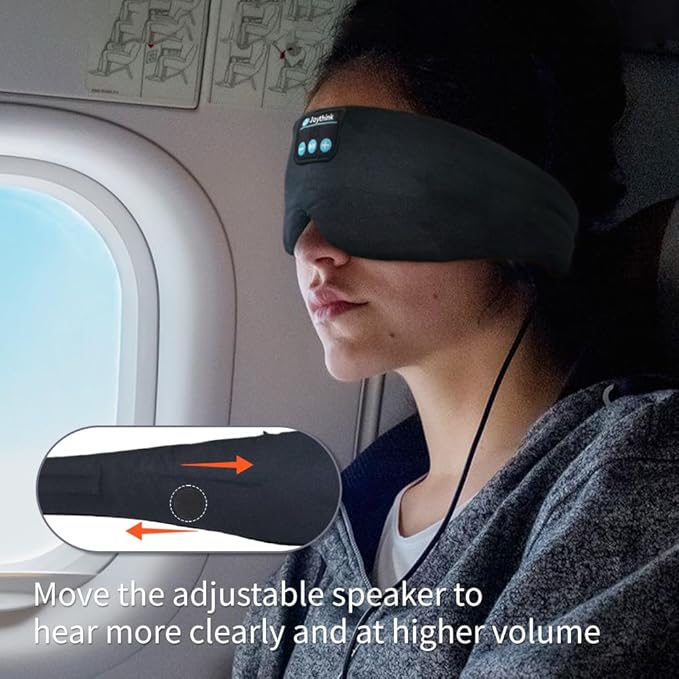 Joythink Sleep Headphones Sleep Mask Kids Children Wireless Music Eye Mask Sleeping Headphones Headband for Side Sleepers Silk Sleep Mask with Wireless Headphones Ultra-Thin Stereo Speakers