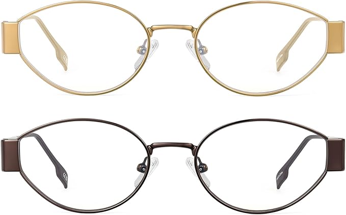 JIM HALO Trendy Oval Blue Light Glasses for Woman Men, Retro Round Computer Screen Blocker Glasses Eyes Protection UV400