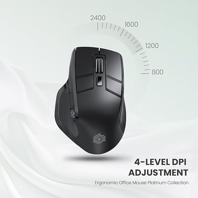 Wireless Mouse for Computer, Ergonomic Silent Mouse with 2.4GHz & Bluetooth, Multi Device Switch, OLED Display, Adjustable DPI, Rechargeable, 9 Buttons, for Windows/Mac, Black