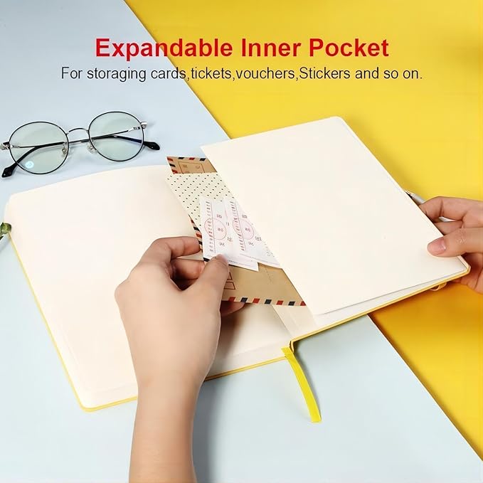 POPRUN A5 Lined Journal Notebooks, Leather Hardcover Thick Notebook for Writing, Business Work, Travel, School, College, Christmas, 5.5 x 8.3 inch, 240 Pages Classic Ruled Journals Notepad, Red