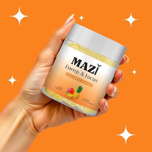 Energy & Focus Gummies | 100mg Natural Caffeine + L-Theanine + Vitamin B6 & B12 + CoQ10 | Nootropic Cognitive Brain Performance Supplement | No Crash or Jitters