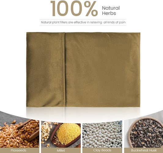 Heating Pad Microwavable with Washable Cover, 8 x 12 Multipurpose Microwave Heating Pad for Neck and Shoulders, Moist Heat Bean Bag Warm Compress for Knee, Muscles, Joints, Wrist, Abdomen (Khaki)