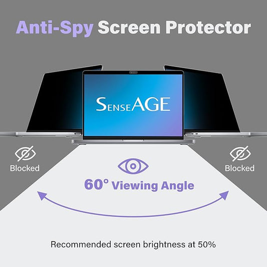 SenseAGE Magnetic Privacy Screen Filter for MacBook Air 13.6 inch (2022-2025, M2, M3, M4), Removable Laptop Privacy Screen Protector, Anti-Blue Light Glare, Compatible with MacBook Air 13.6"