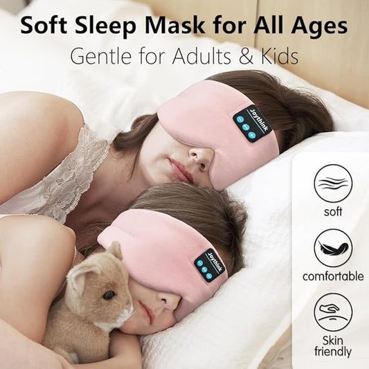 Joythink Sleep Headphones Bluetooth Sleep Mask Silk Kids Children Headband Earphones Bluetooth Eye Mask for Sleeping On Side Blackout Soft Sleep Earphones Music Eye Cover